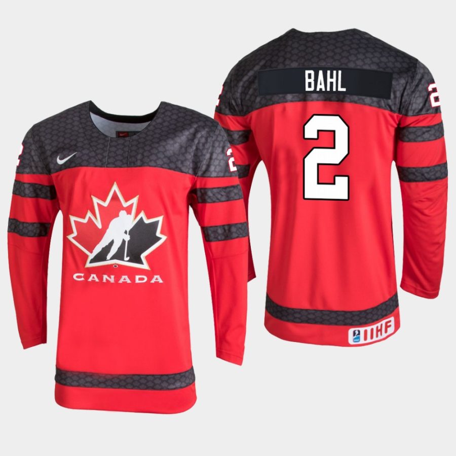 mens canada team kevin bahl 2020 iihf world junior championship red player jersey