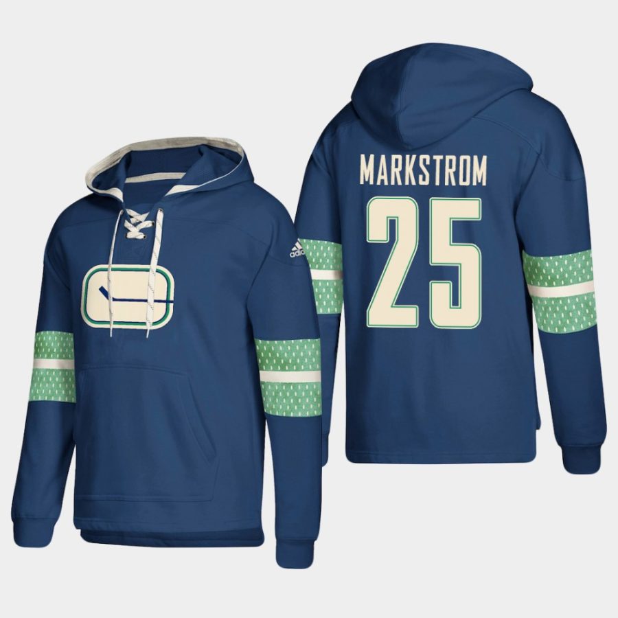 mens canucks jacob markstrom blue 2018 pullover lace up jersey