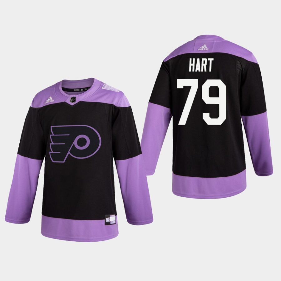 mens carter hart flyers black hockey fights cancer practice jersey