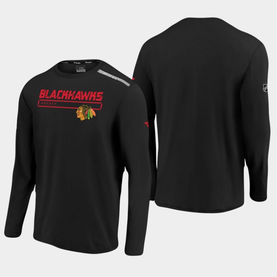 mens chicago blackhawks authentic pro black clutch long sleeve t shirt