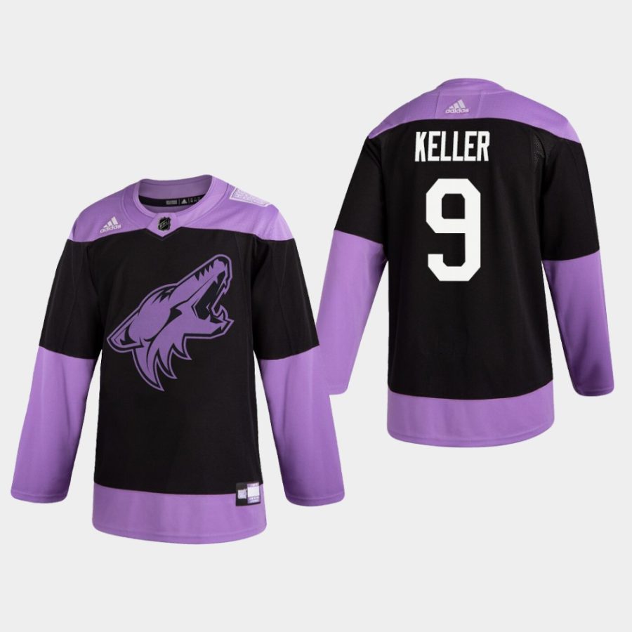 mens clayton keller coyotes black hockey fights cancer practice jersey