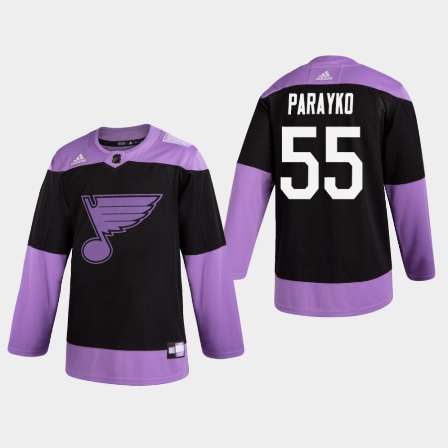 mens colton parayko blues black hockey fights cancer practice jersey