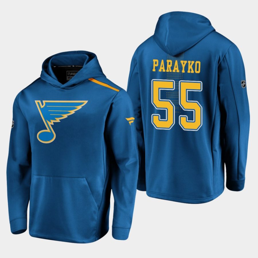 mens colton parayko blues blue 2019 20 alternate logo rinkside pullover hoodie