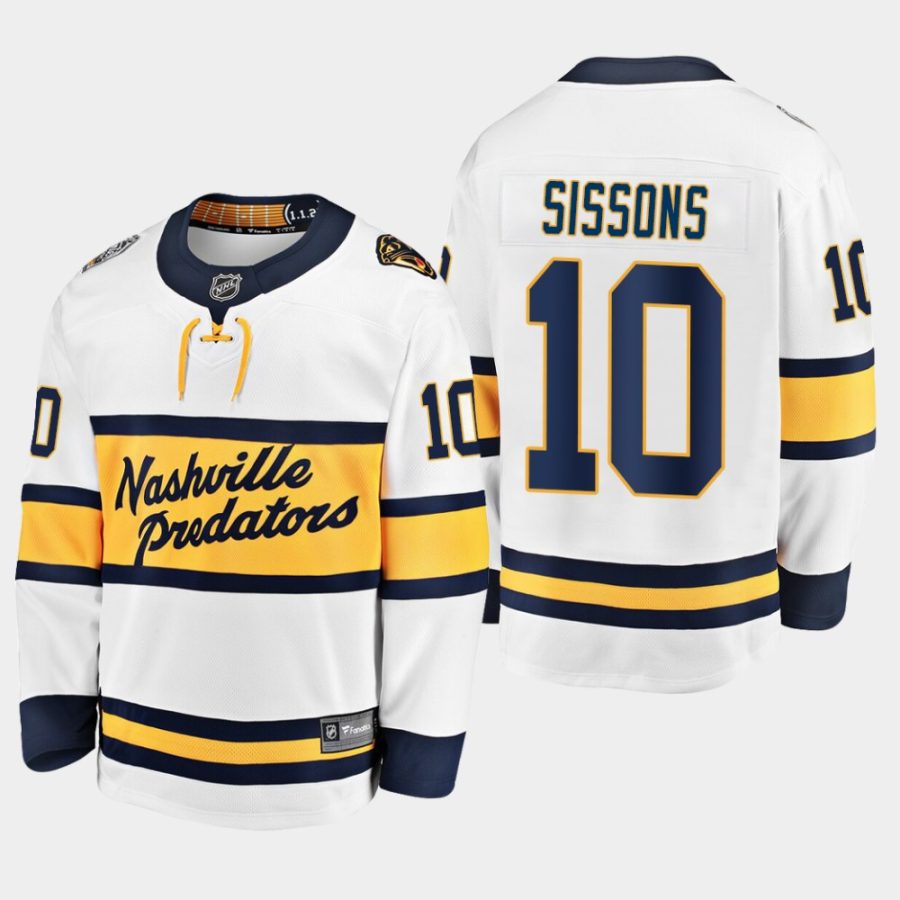 mens colton sissons predators white 2020 winter classic breakaway player jersey