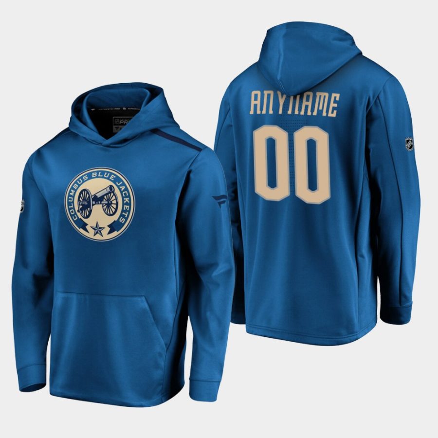 mens custom blue jackets blue 2019 20 alternate logo rinkside pullover hoodie