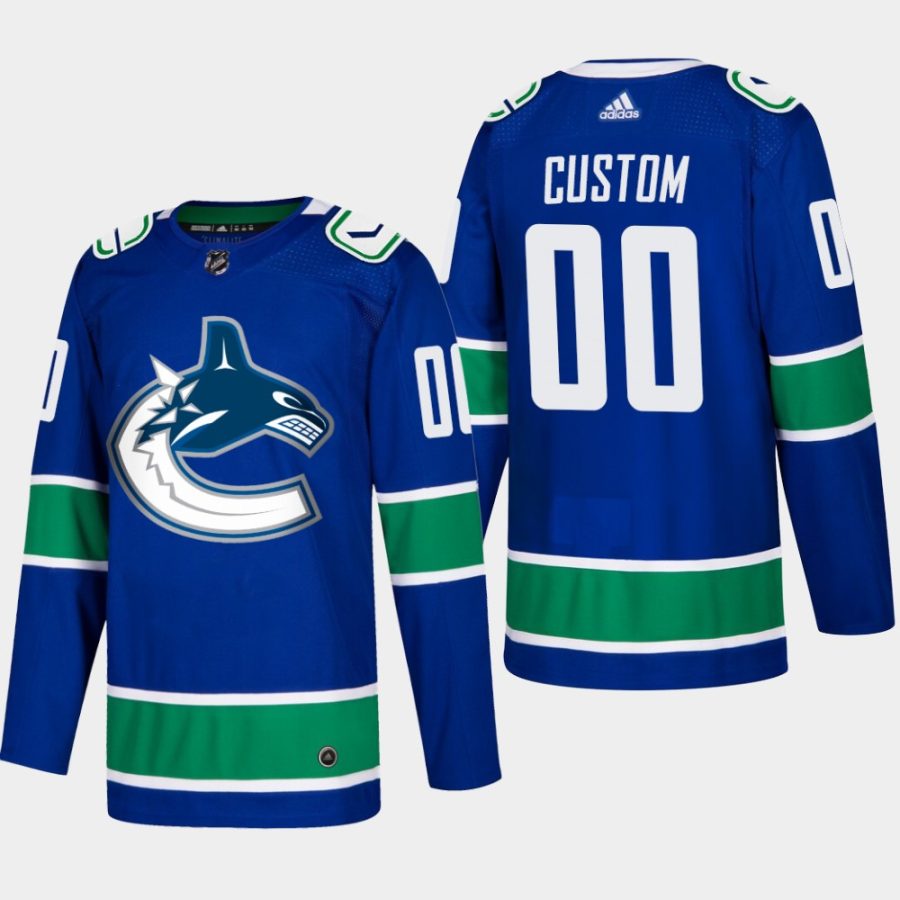 mens custom canucks blue home authentic jersey