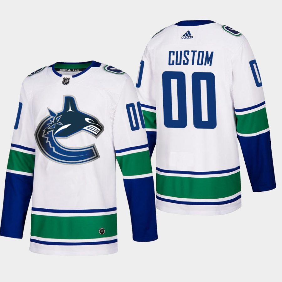 mens custom canucks white away authentic jersey