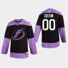 mens custom lightning black hockey fights cancer practice jersey