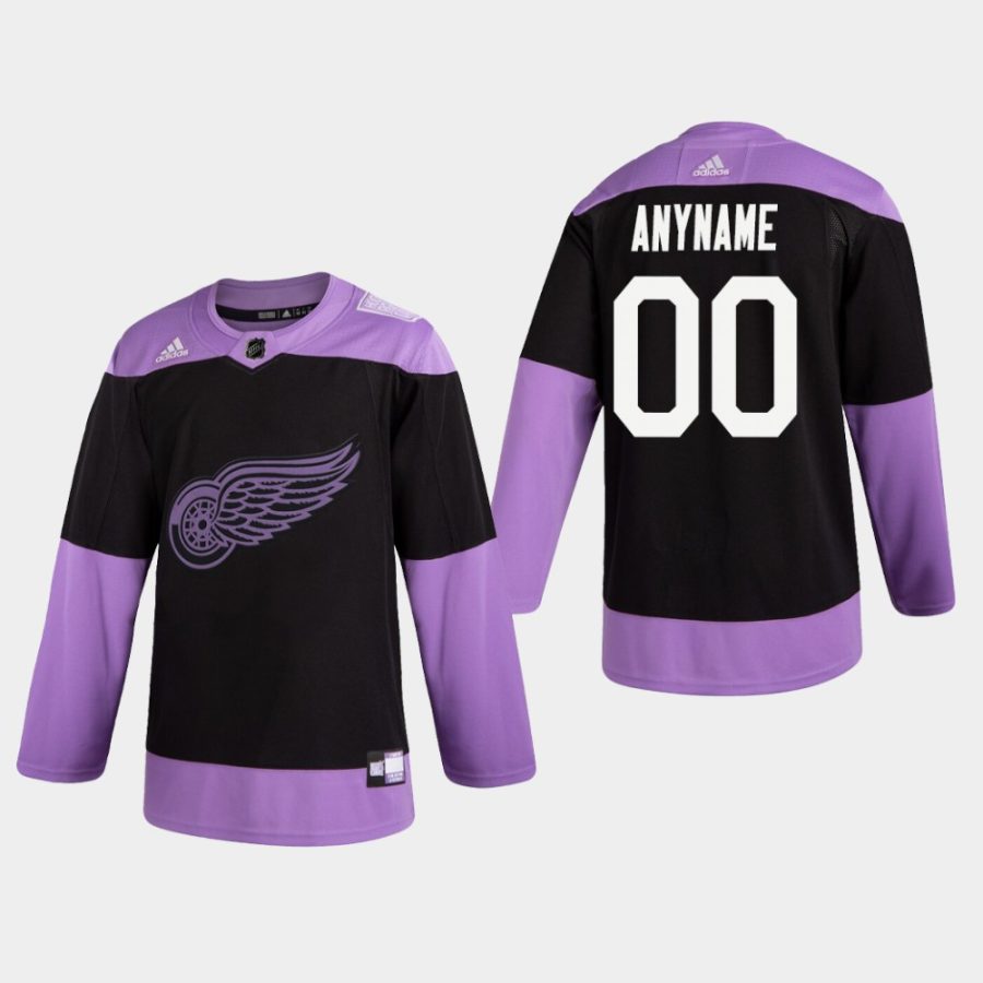 mens custom red wings black hockey fights cancer practice jersey