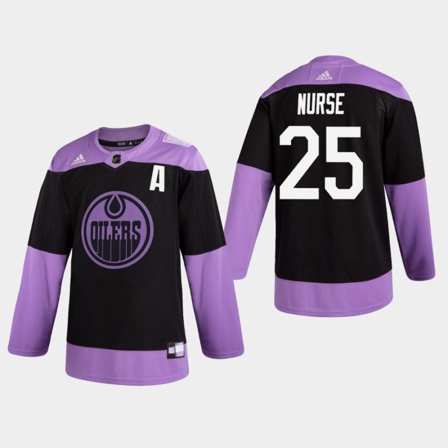 mens darnell nurse oilers black hockey fights cancer practice jersey