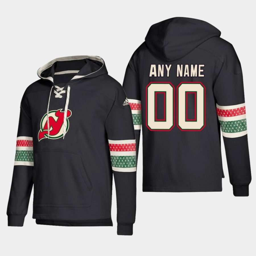 mens devils custom black 2018 pullover lace up jersey