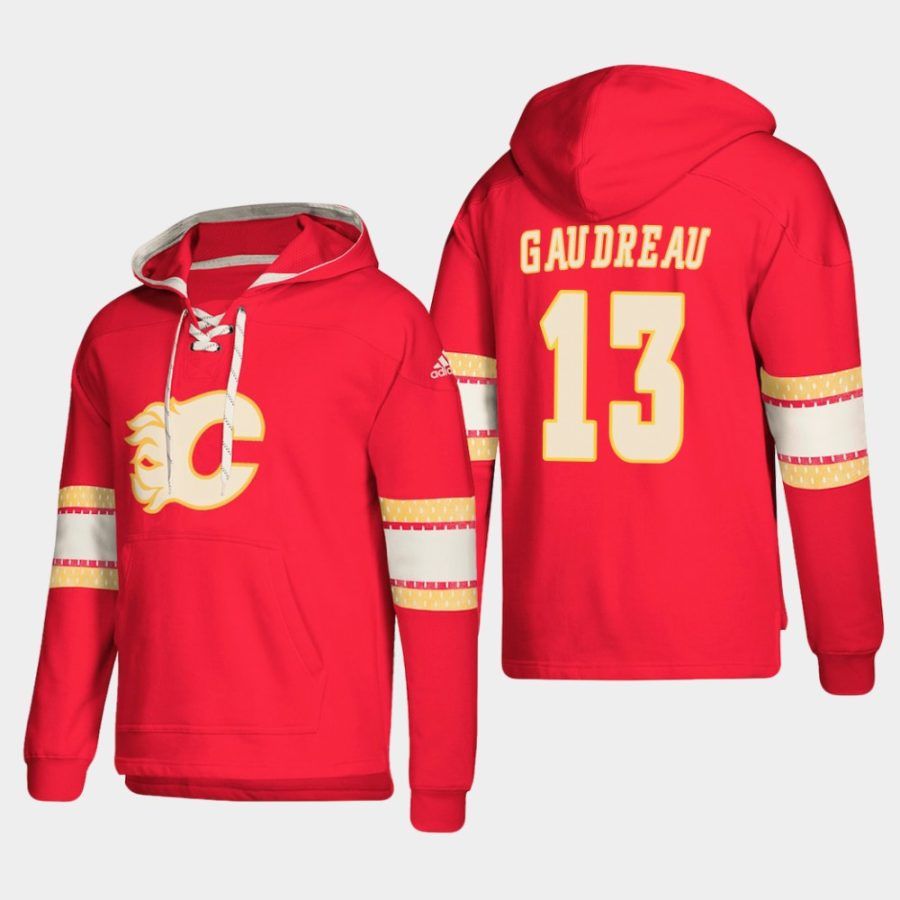 mens flames johnny gaudreau red 2018 pullover lace up jersey