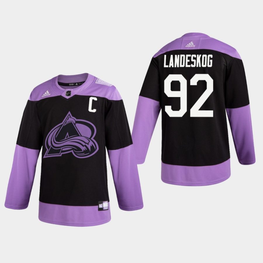 mens gabriel landeskog avalanche black hockey fights cancer practice jersey