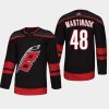 mens hurricanes jordan martinook 2018 alternate authentic player jerseyblack