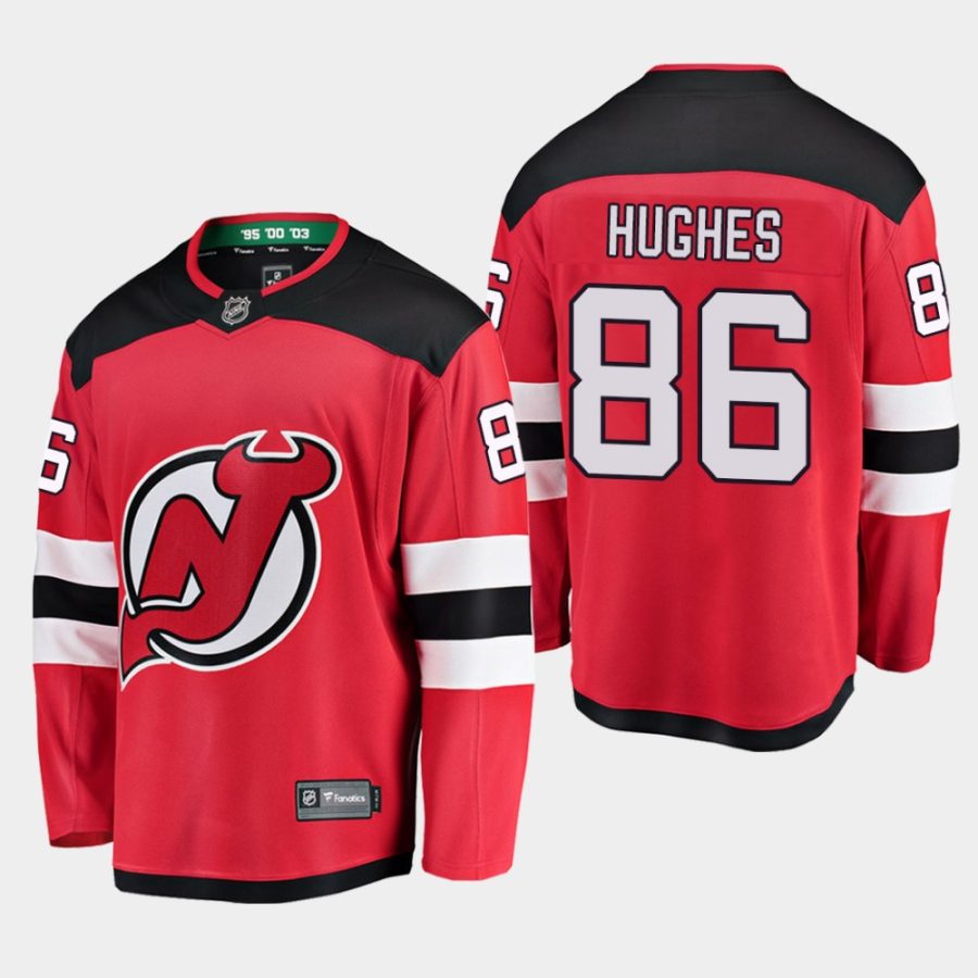 mens jack hughes devils red 2019 2020 home breakaway player jersey