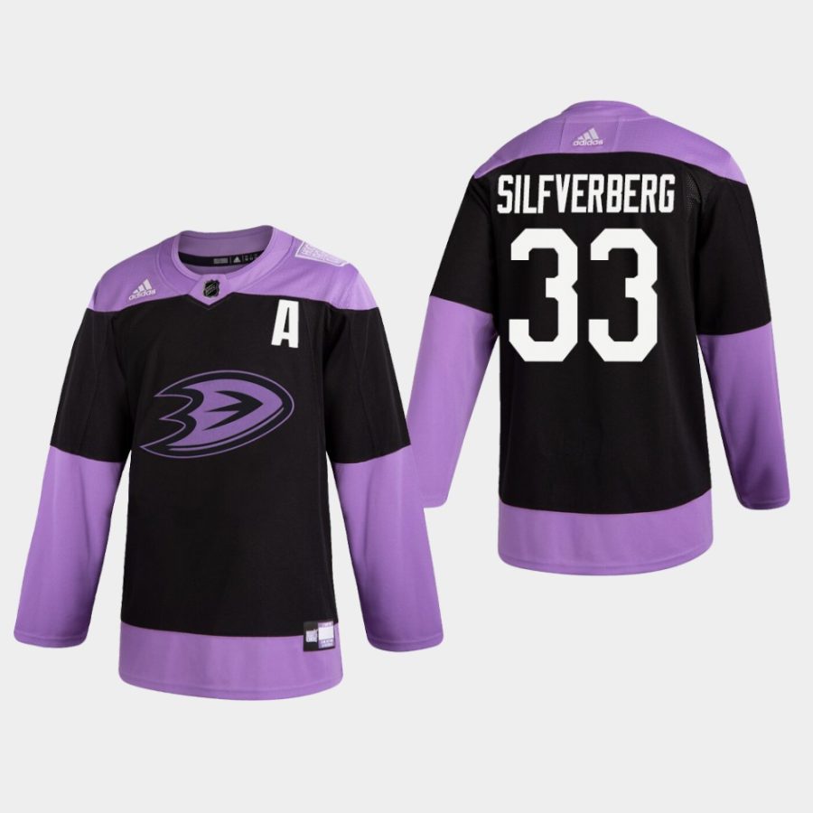 mens jakob silfverberg ducks black hockey fights cancer practice jersey