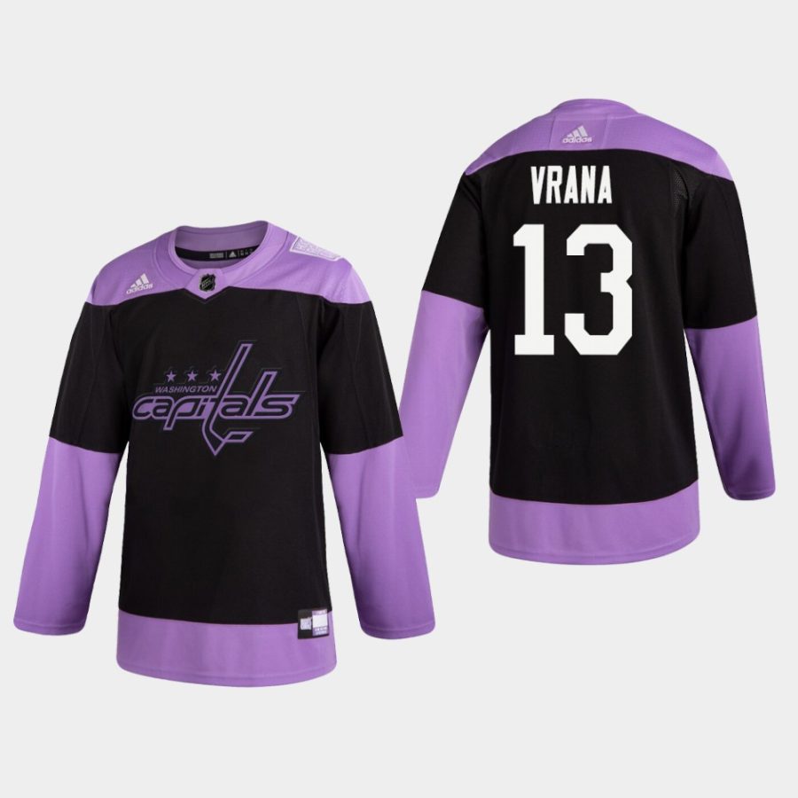 mens jakub vrana capitals black hockey fights cancer practice jersey