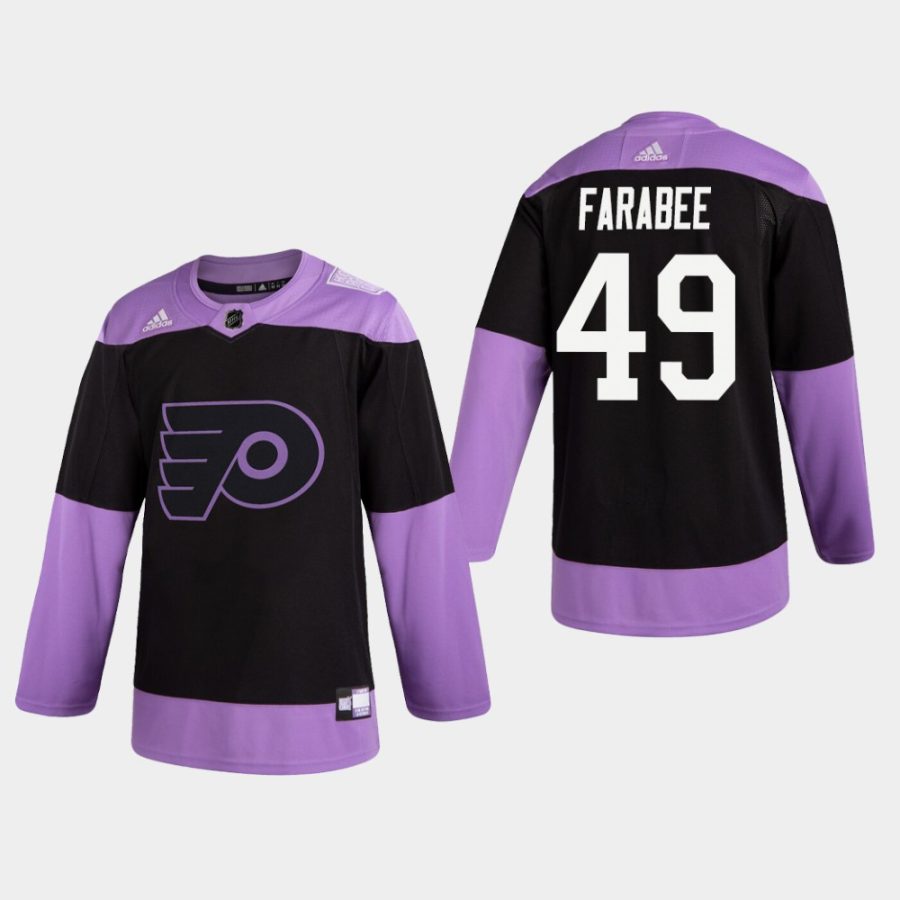 mens joel farabee flyers black hockey fights cancer practice jersey