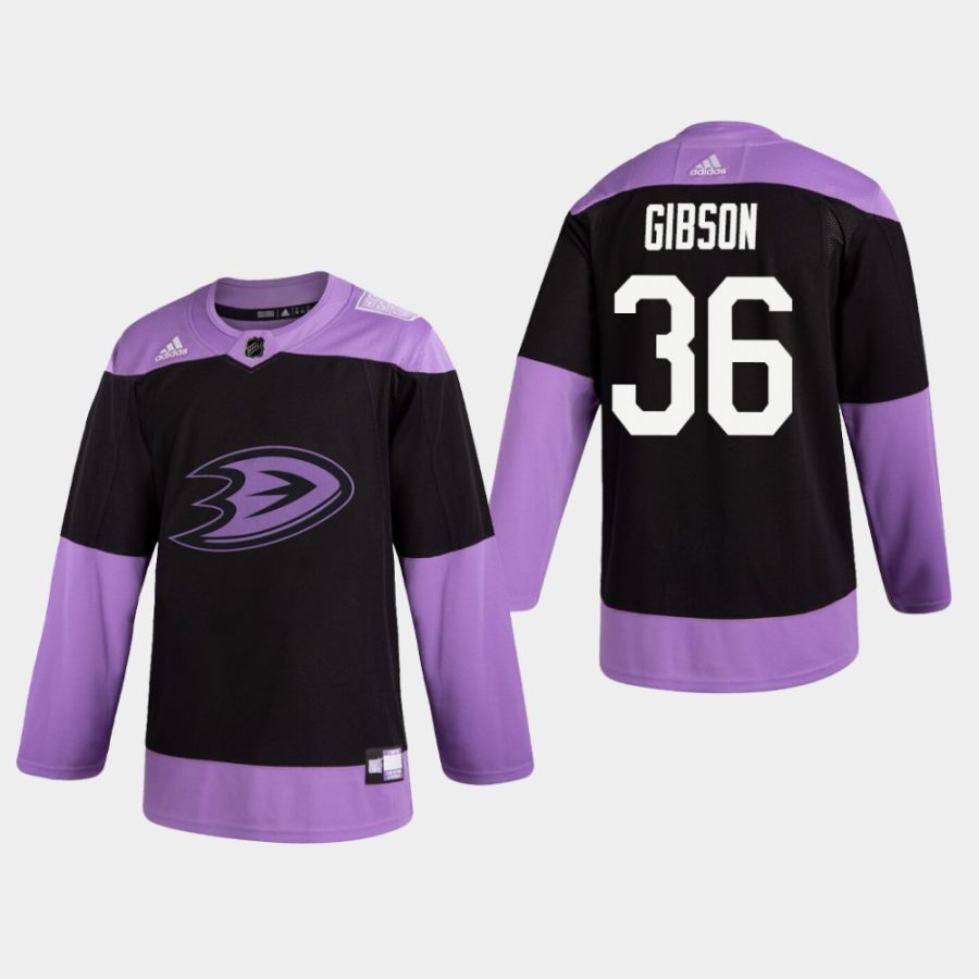 mens john gibson ducks black hockey fights cancer practice jersey