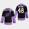 mens jordan martinook hurricanes black hockey fights cancer practice jersey