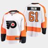 mens justin braun flyers white away breakaway player jersey