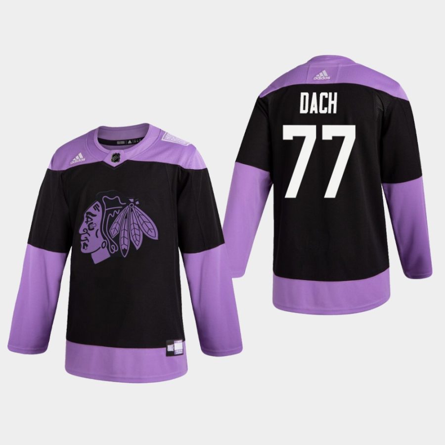 mens kirby dach blackhawks black hockey fights cancer practice jersey