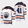 mens mike smith oilers white away breakaway player jersey