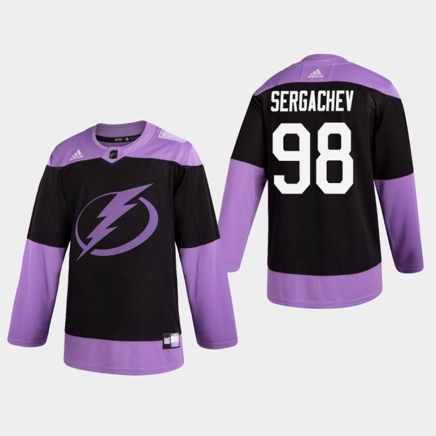 mens mikhail sergachev lightning black hockey fights cancer practice jersey