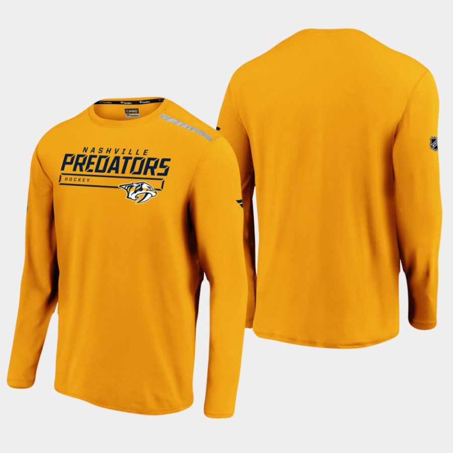 mens nashville predators authentic pro gold clutch long sleeve t shirt