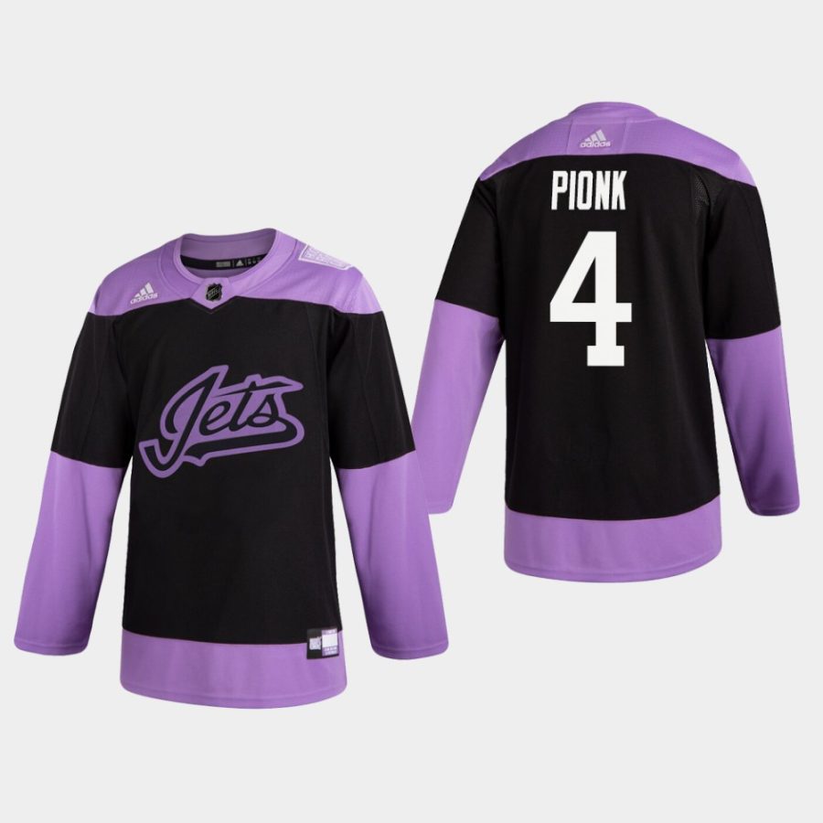 mens neal pionk jets black hockey fights cancer practice jersey