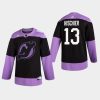 mens nico hischier devils black hockey fights cancer practice jersey