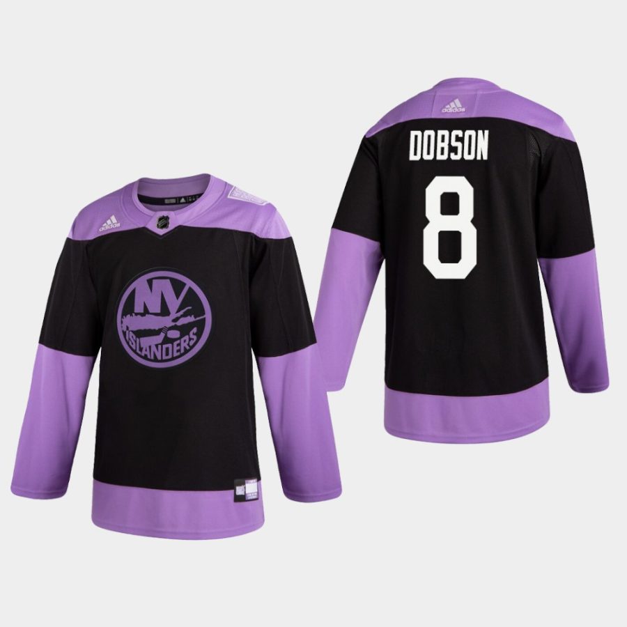 mens noah dobson islanders black hockey fights cancer practice jersey