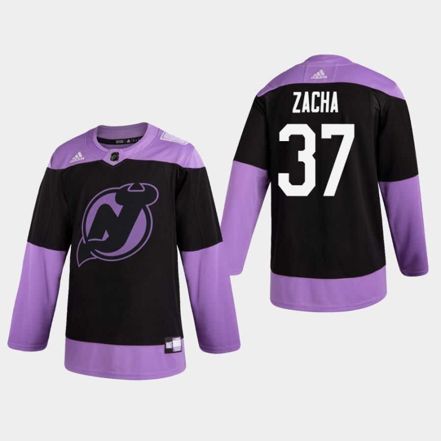 mens pavel zacha devils black hockey fights cancer practice jersey