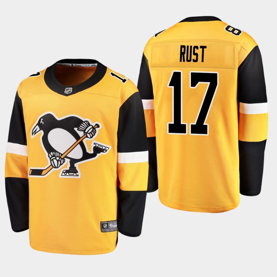 mens penguins bryan rust 2019 alternate breakaway jerseygold