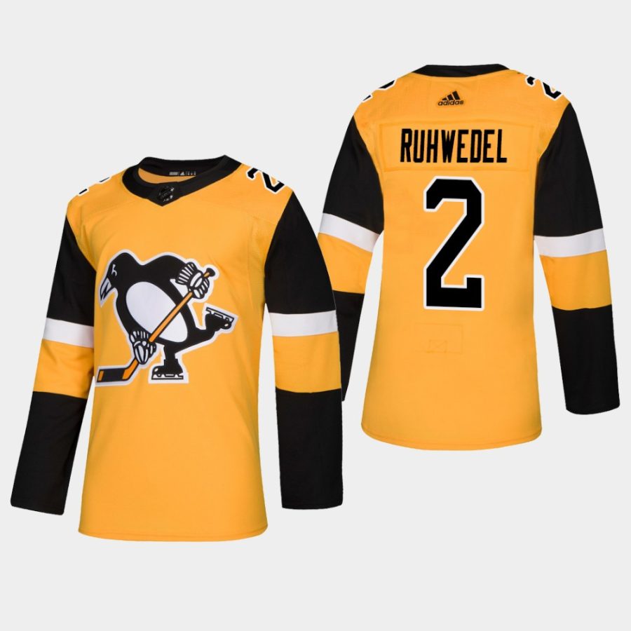 mens penguins chad ruhwedel 2019 alternate adidas authentic player jerseygold