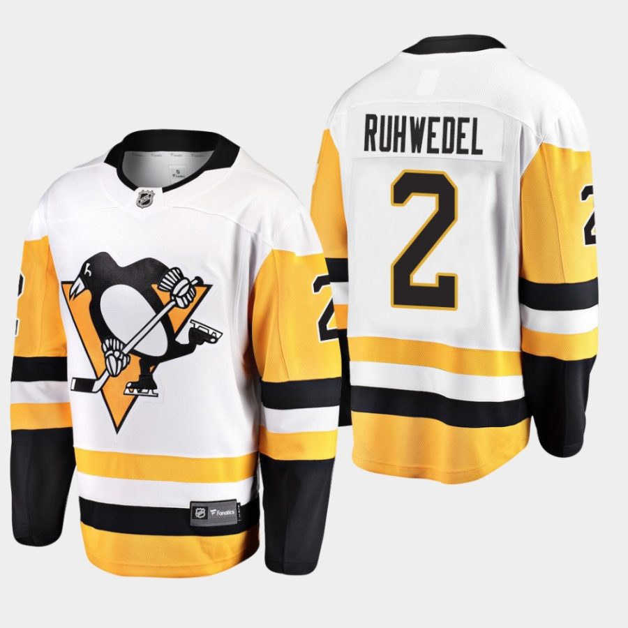 mens penguins chad ruhwedel 2019 away breakaway jerseywhite