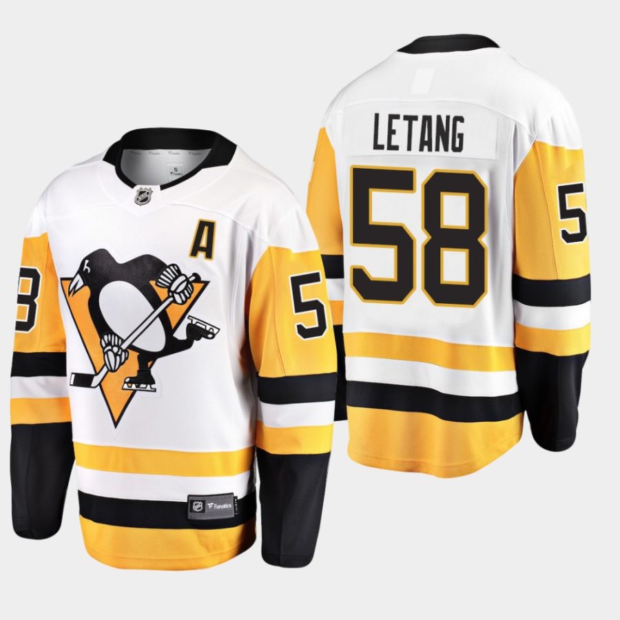 mens penguins kris letang 2019 away fanatics breakaway player jerseywhite