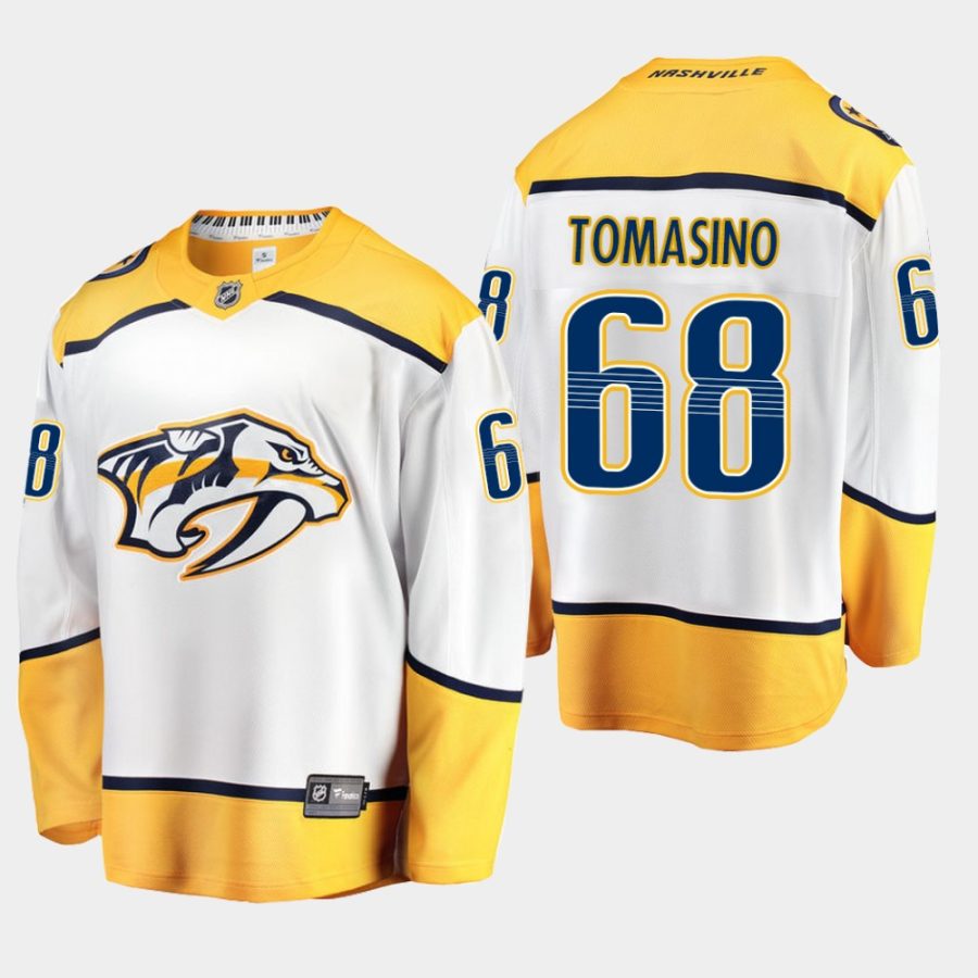 mens philip tomasino predators white 2019 2020 away breakaway player jersey