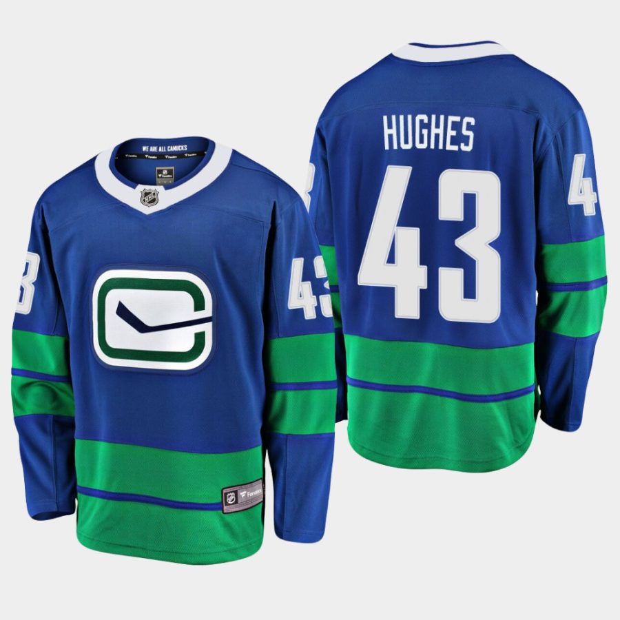 mens quinn hughes canucks royal 2019 alternate premier jersey