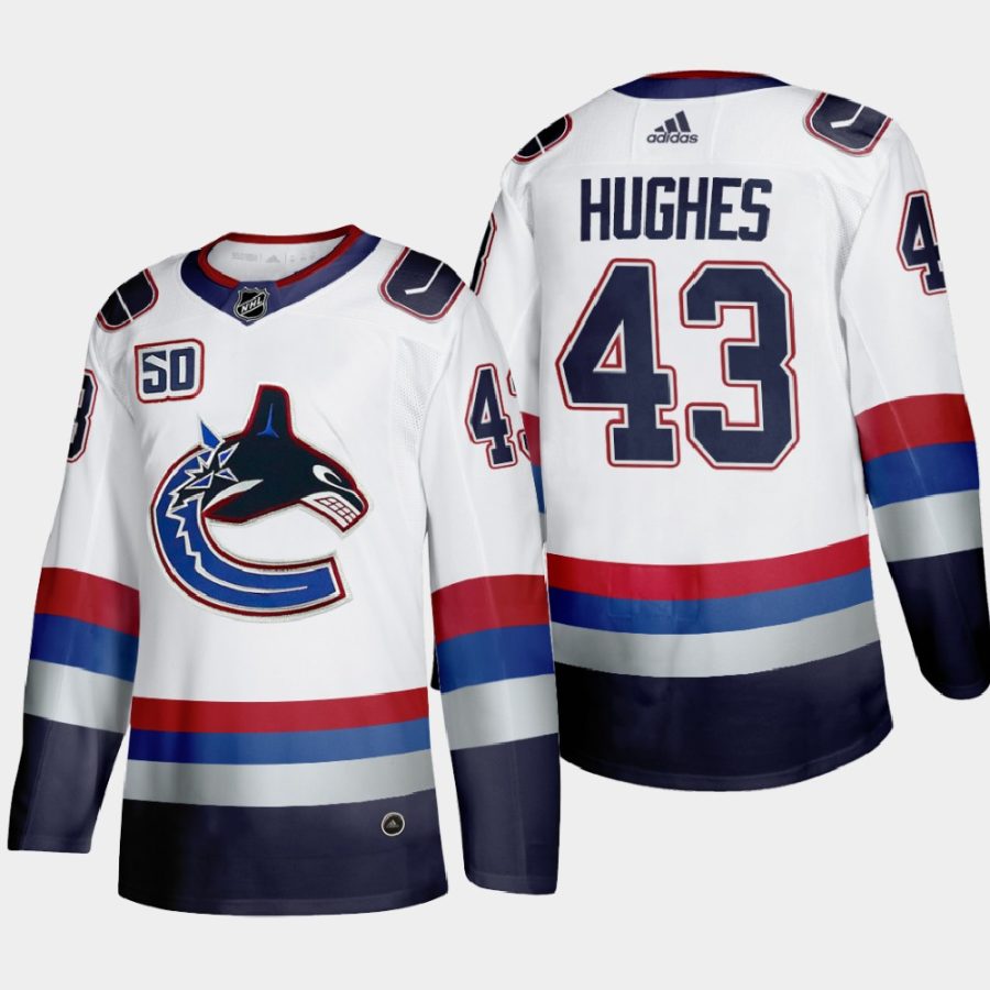 mens quinn hughes canucks white throwback 2000s vintage authentic player jersey