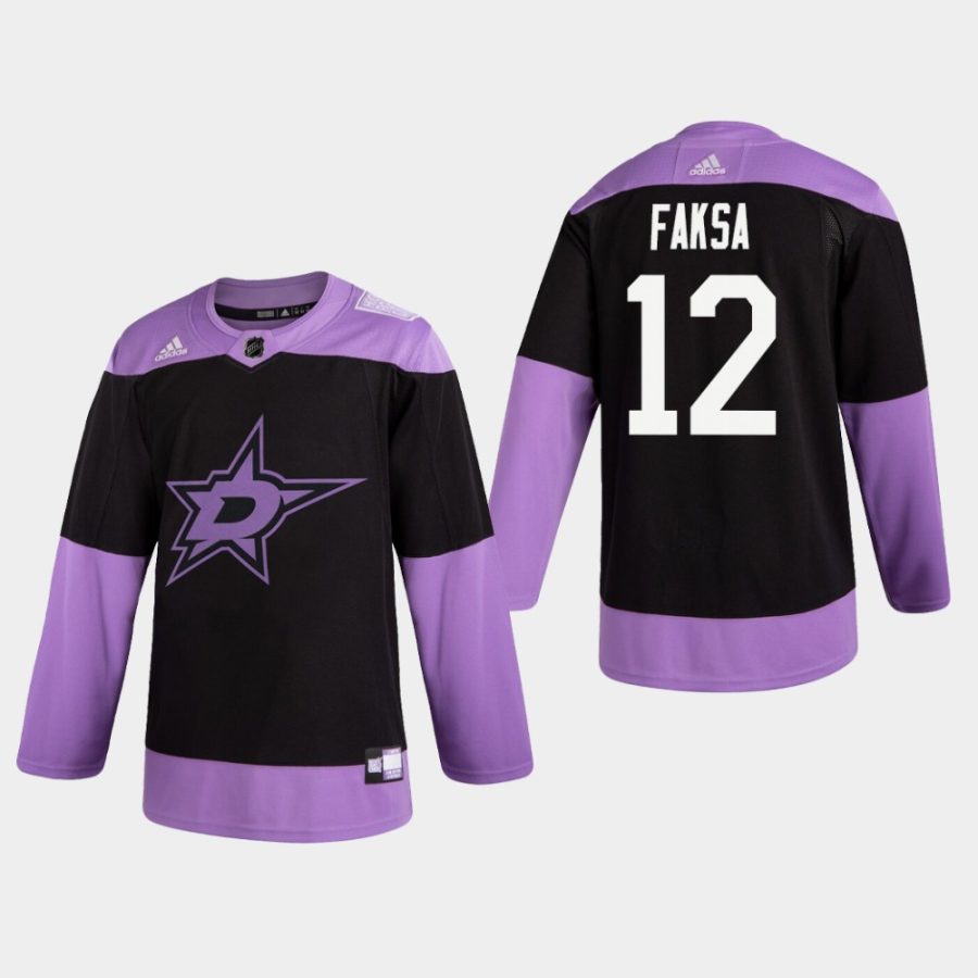 mens radek faksa stars black hockey fights cancer practice jersey