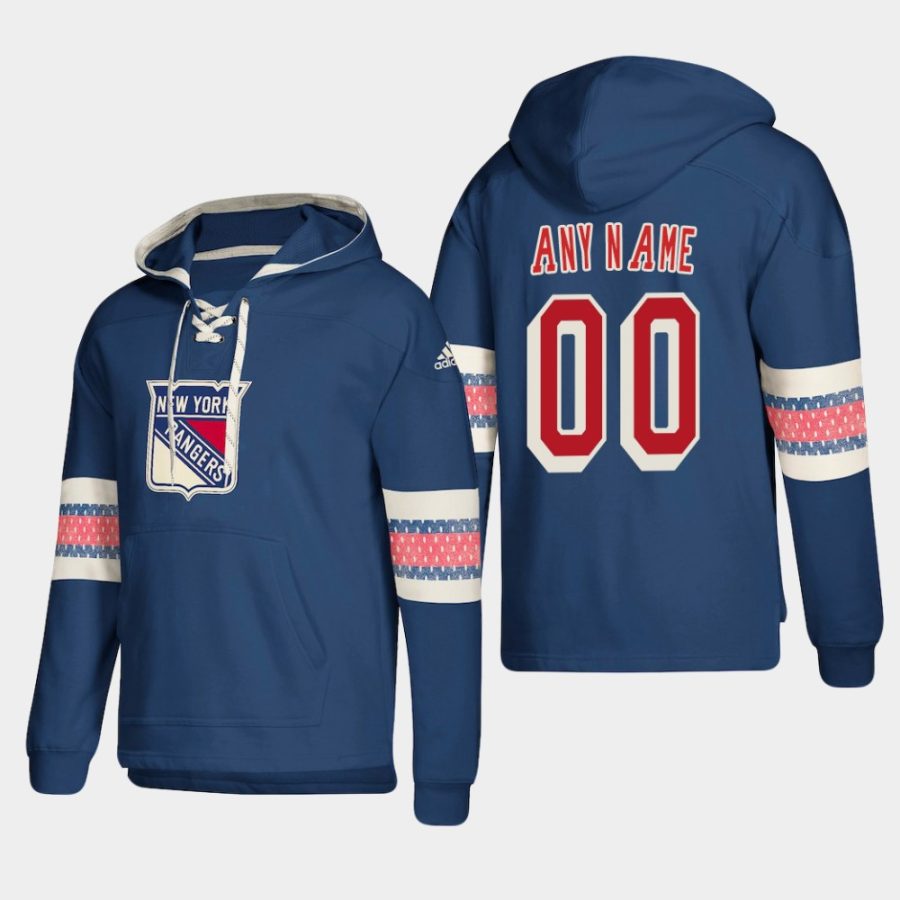 mens rangers custom blue 2018 pullover lace up jersey