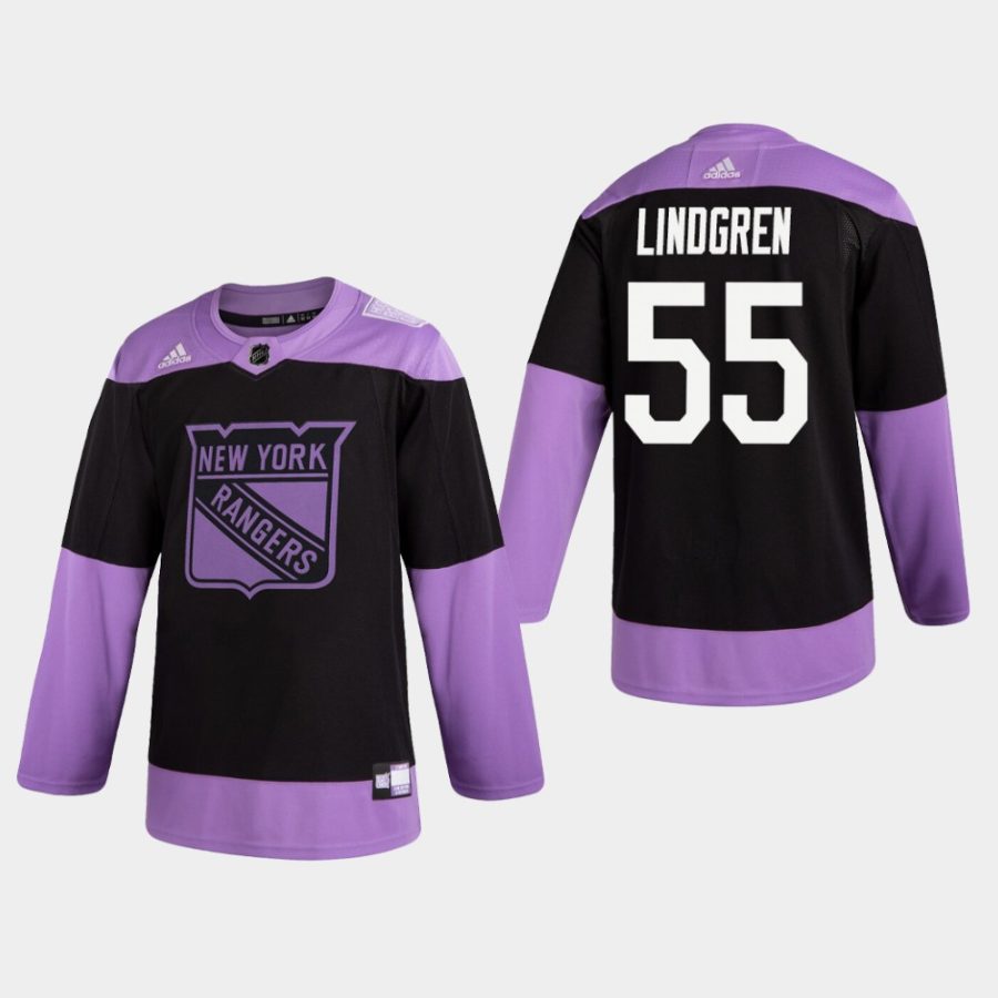 mens ryan lindgren rangers black hockey fights cancer practice jersey