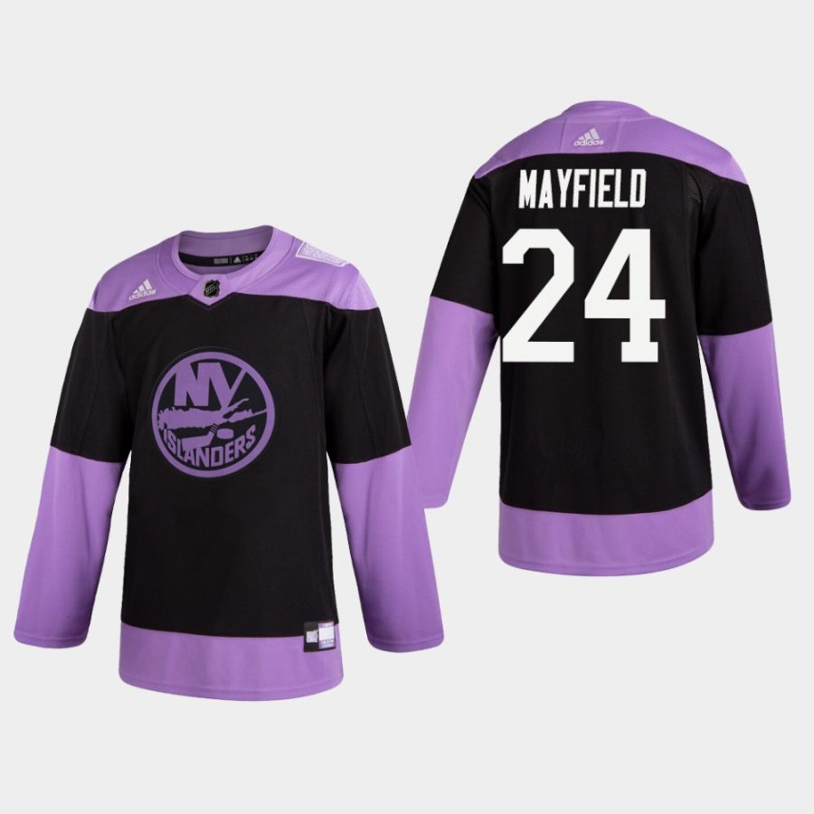 mens scott mayfield islanders black hockey fights cancer practice jersey