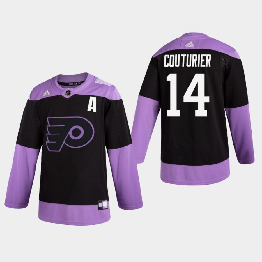 mens sean couturier flyers black hockey fights cancer practice jersey