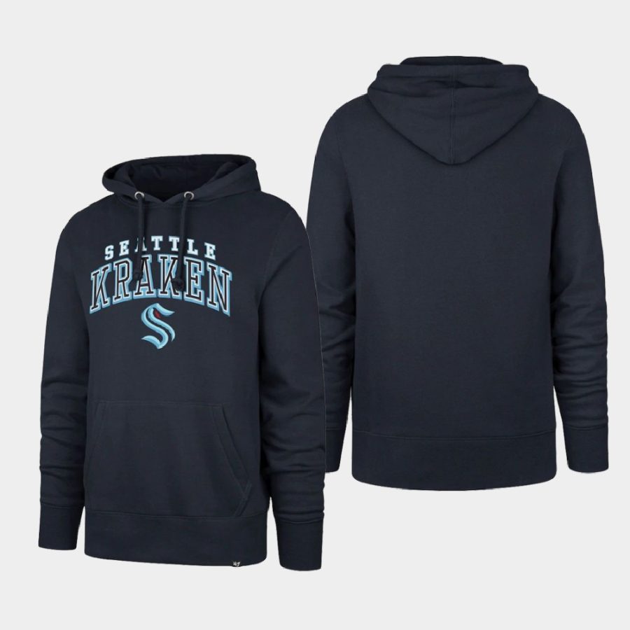 mens seattle kraken 32nd club navy double decker headline pulloverhoodie