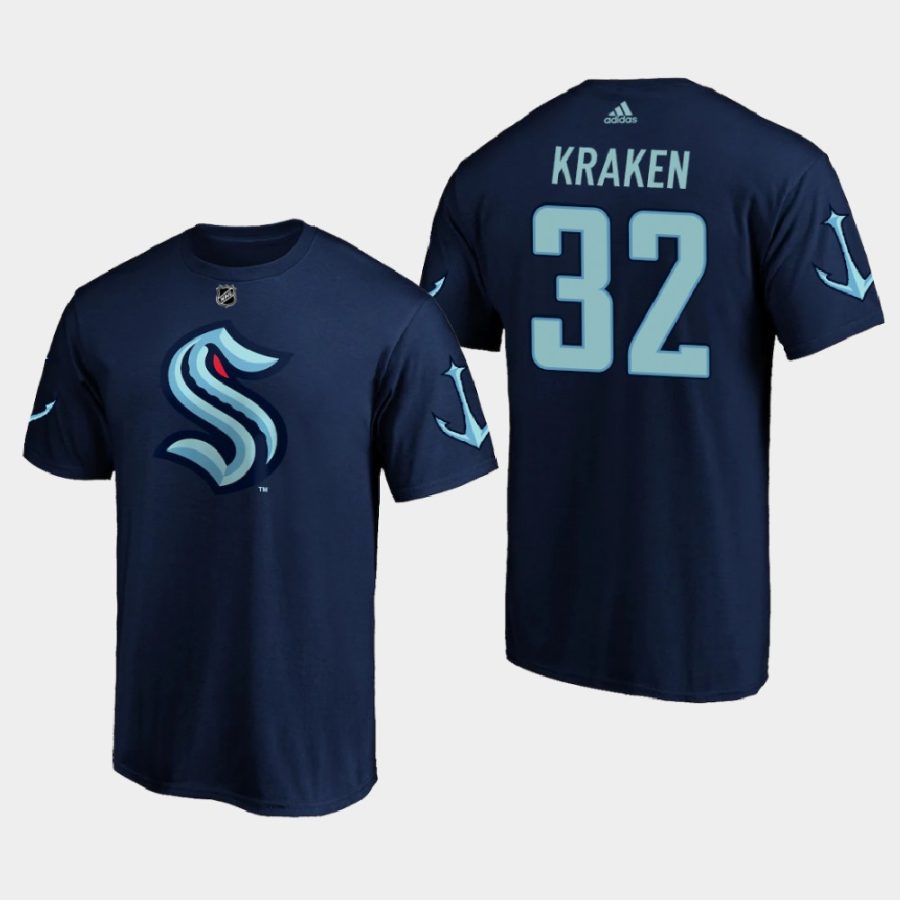 mens seattle kraken 32nd franchise primary logo navy t shirt