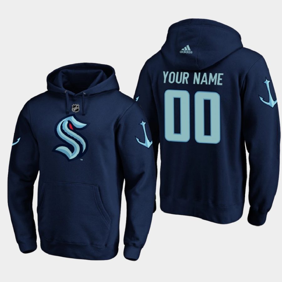 mens seattle kraken custom primary logo navy hoodie