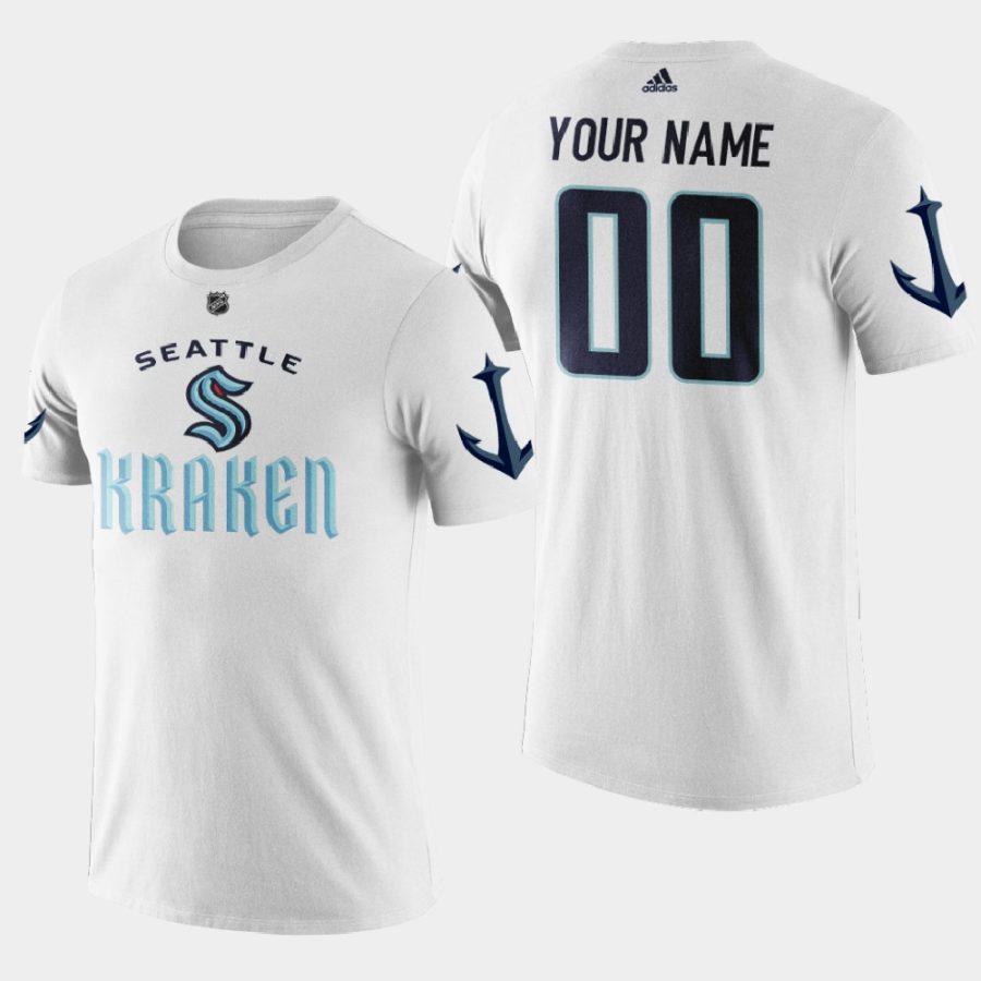 mens seattle kraken custom primary logo white t shirt