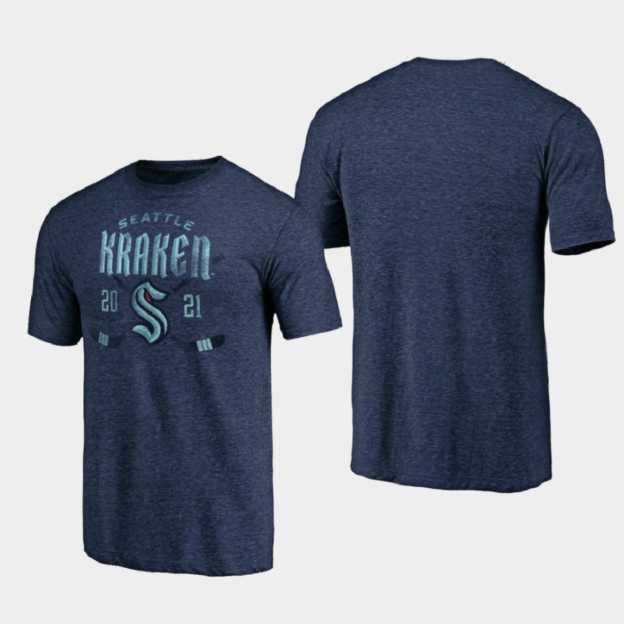 mens seattle kraken line shift heather navy tri blend t shirt